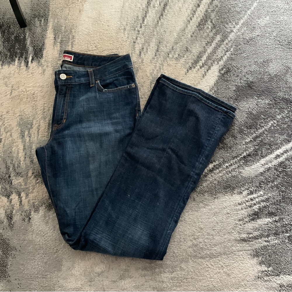 EUC GAP Curvy Low Rise Boot Cut Jeans, Dark Blue Rinse, Size 12 Long